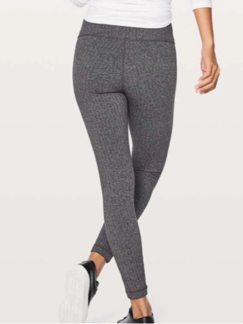 Lululemon Wunder Under High Rise Leggings 25” ~ 6 ~ Herringbone Heathered Black